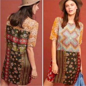 ANTHROPOLOGIE Tiny Patchwork Tunic Boho tunic Shirt Dress S